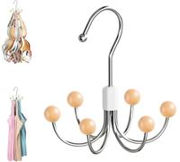 Multipurpose Space Saving Hangers for Closet, 360°Swivel Closet Hangers, Purse Organizer, Hat Holder, Belt Organizer, Tie Rack, Bra Hanger, Handbag Organizer, Scarf Hanger for Closet (Wood)