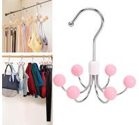 Multipurpose Space Saving Hangers for Closet, 360°Swivel Closet Hangers, Purse Organizer, Hat Holder, Belt Organizer, Tie Rack, Bra Hanger, Handbag Organizer, Scarf Hanger for Closet (Pink)