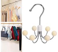 Multipurpose Space Saving Hangers for Closet, 360°Swivel Closet Hangers, Purse Organizer, Hat Holder, Belt Organizer, Tie Rack, Bra Hanger, Handbag Organizer, Scarf Hanger for Closet (Wood) (White)