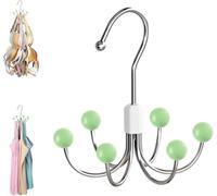 Multipurpose Space Saving Hangers for Closet, 360°Swivel Closet Hangers, Purse Organizer, Hat Holder, Belt Organizer, Tie Rack, Bra Hanger, Handbag Organizer, Scarf Hanger for Closet (Wood) (Green)
