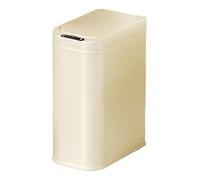 Multipurpose Stainless Steel Automatic Trash Can, Soft Close Touchless Garbage with Inner Liner, Modern Narrow Metal Bin for Bathroom, Kitchen, Living Room for Office(White,S)