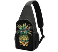 Multipurpose Strap Daypack Cool Pineapple Skull Print Chest Bag Lightweight Chest Pack For Business, Gym, Cycling