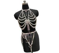 Multipurpose Stylish Pearls Body Chain With Tassels Designs Fashion Decoration For Evening Gowns And Party Wear Handmade Body Jewelry