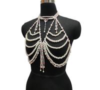 Multipurpose Stylish Pearls Body Chain With Tassels Designs Fashion Decoration For Evening Gowns And Party Wear Pearls Alloy Jewelry