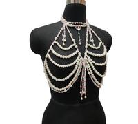 Multipurpose Stylish Pearls Body Chain With Tassels Designs Fashion Decoration For Evening Gowns And Party Wear Festival Body Jewelry