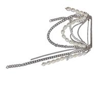 Multipurpose Vintage Inspired Pearls Accented Chain Brooch with Fringe Layered Chain Brooch Everyday Outfit Pin Retro Multilayered Tassels Brooch Pin