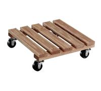 Multiroller Tuscany Square 30 x 30cm Plant Transport Wood 4 Wheels 150kg Braun