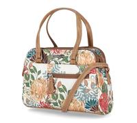 MultiSac Caldwell Women’s Satchel Tote Crossbody Shoulder Bag, White Elegance Floral, 9" L x 3.5" W x 6.5" H