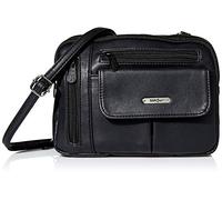 MultiSac Women's Zippy Triple Compartment Crossbody Bag Cross Body, Black (Vintage Nappa), One Size