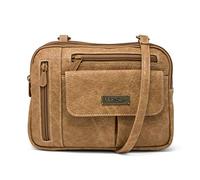 MultiSac Women's Zippy Triple Compartment Crossbody Bag Cross Body, Camel (Austin), One Size