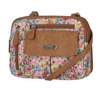 MultiSac Women's Zippy Triple Compartment Crossbody Bag Cross Body, Cream Lilith Floral, One Size