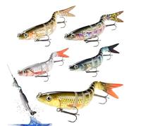 Multisegmented Swimming Lure | 5 Pieces Equipment - Slow Sinking Lures - for Freshwater and Saltwater Dores in Sea Lake River and Pond