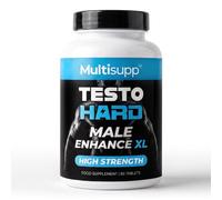 Multisupp Testo Hard XL Male Enhancement Tablets 60 - High Strength Testosterone Supplement for Men - Herbal Performance Complex with Tribulus, Zinc, Ginseng, Fadogia & Ashwagandha