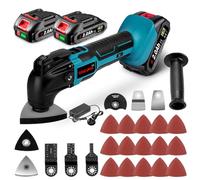 Multitool Cordless Oscillating Tool - 600W Brushless Multi Tool, 4° Oscillation Angle, 6 Variable Speed, 2 * 2.0Ah Batteries, Oscillating Multi-Tool with 22 Saw Accessories for Cutting, Grinding DIY