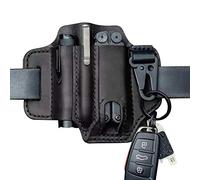 Multitool Leather Sheath Pocket Organizer, EDC Leather Sheath for Leatherman Multitools Leather Sheath/Key Holder Belt Loops Sheath/Flashlight Holster with Keyring, Tools for Outdoor Camping, Black