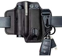 Multitool Leather Sheath Pocket Organizer, EDC Leather Sheath for Leatherman Multitools Leather Sheath/Key Holder Belt Loops Sheath/Flashlight Holster with Keyring, Tools for Outdoor Camping (Type B)