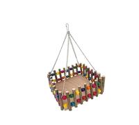 Multiuse Bird Swing Playgrounds Wood Platform Metal Frame Shelter Hammock Bed for Avians Physical Stimulation Chewing Natural Wood Parrots Stand