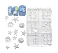 Multiuse Shimmering Resin Nails Art Decorations Starfishes Seashells Designs Charms for Home Salon Manicure