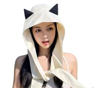 Multiuse Sun Hat Bag with Devil Ear Design Lightweight and Breathable Sun Protective Bucket for Outdoor Activity Fashion Bag Hat Beige