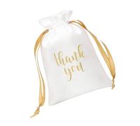 Multiuse Wedding Favor Bags With Thank You Lettering Print Satined Gift Bag For Birthday Holiday Gathering Event Wedding Reception Accessories Drawstring Bag
