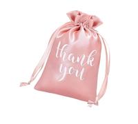 Multiuse Wedding Favor Bags With Thank You Lettering Print Satined Gift Bag For Birthday Holiday Gathering Event Wedding Reception Accessories Drawstring Bag