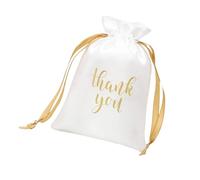 Multiuse Wedding Favor Bags With Thank You Lettering Print Satined Gift Bag For Birthday Holiday Gathering Event Wedding Reception Accessories Drawstring Bag
