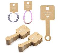 MultiValue 100 Pack Self-adhesive Necklace Display Cards, Bracelet Display Cards with Holes Kraft Paper Jewelry Display Cards Hanging Tags Jewelry Packing Cards for Necklace Hair Band Keychain (Brown)