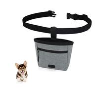 MultiValue 2-in-1 Dog Treat Bag, Hand Free Treat Pouch for Dog Training Hook-and-Loop Fastener Opening Poop Bag Dispenser with Waist Belt Clip for Dogs Walking Training (Grey)