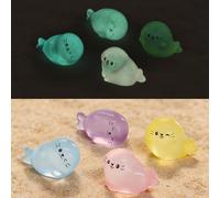 MultiValue 20 PCS Glow in The Dark Mini Resin Animals, Cute Seal Mini Animal Figures for Aquarium Decorations, Creativity Colorful Fish Tank Decorations for DIY Garden Home Crafts