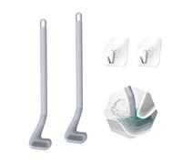 MultiValue 2Pcs Golf Head Silicone Toilet Brush, Long Handle Toilet Brushes with Hooks Non Sticky Bathroom Toilet Cleaner Brush 360°No Dead Corners Deep Cleaning