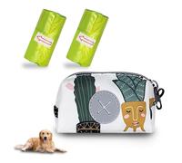 MultiValue Dog Waste Bag Dispenser, Polyester Creative Pattern Dog Poop Bag Holder 2 Pet Poop Bags Portable Dog Waste Holder with Hook Clip Zipper for Running Hiking (B, S)