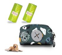 MultiValue Dog Waste Bag Dispenser, Polyester Creative Pattern Dog Poop Bag Holder 2 Pet Poop Bags Portable Dog Waste Holder with Hook Clip Zipper for Running Hiking (C, S)