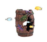 MultiValue Fish Tank Cave Decor, Resin Aquarium Broken Barrel Small Fish Hideout for Aquarium Betta Fish Hiding Playing House Shelter (A)