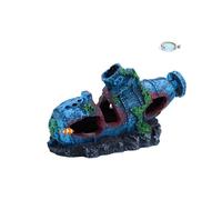 MultiValue Fish Tank Cave Decorations, Submarine Wreck Aquarium Cave Decor Resin Small Fish Hideout for Aquarium Betta Fish Hiding Playing Shelter (A)