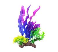 MultiValue Fish Tank Plants Decor, Soft Colourful Simulated Kelp Aquarium Landscaping Artificial Aquatic Plants with Sturdy Resin Base Aquarium Ornaments (Purple)