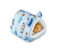 MultiValue Guinea Pig Hideout, Cute and Cozy Hamster Bed Warm Small Animal Beds with 2 Hooks for Hamster Guinea Pig Dwarf Rabbit (Blue)