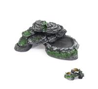 MultiValue Reptile Turtle Basking Platform, Natural Resin Tortoise Platform with Non-Slip Easy Climb Ramp Reptile Climbing Ramp for Aquatic Turtles Lizards Small Reptiles (A)