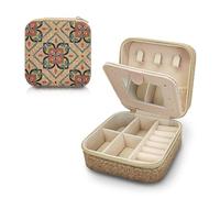 MultiValue Small Jewellery Box, Leather Vintage Mirror Earrings Storage Case Portable Travel Jewelry Organiser for Rings Necklaces (B)