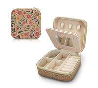 MultiValue Small Jewellery Box, Leather Vintage Mirror Earrings Storage Case Portable Travel Jewelry Organiser for Rings Necklaces (A)