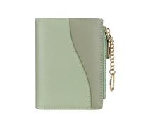 MultiValue Small Womens Wallet, Texture PU Leather Ladies Wallets Slim Credit Card Holder Bifold Keychain Wallet with Zipper Coin Purse for Storing ID Window, Green