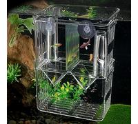MultiValue Suspended Fish Breeding Box, Double Feeding Hole Aquarium Breeder Box with Suction Cups Multi-Functional Fish Isolation Box Hatchery Incubator for Shrimp Clown Fish Betta (S)