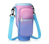 MultiValue Water Bottle Carrier Bag for Stanley Cup, Fashion Water Bottle Holder with Strap Phone Pocket, Water Bottle Pouch Bag Fits Stanley 40oz Tumbler for Walking and Hiking (Purple Gradient)