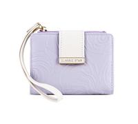 MultiValue Women's Wallets, Slim Small Purses for Women Embossed Flower Wristlet Ladies Purse Bifold PU Leather Credit Card Holder with ID Window Zipper Coin Purse (Purple)