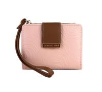 MultiValue Women's Wallets, Slim Small Purses for Women Embossed Flower Wristlet Ladies Purse Bifold PU Leather Credit Card Holder with ID Window Zipper Coin Purse (Pink)