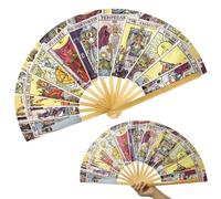Multivana Large Tarot Hand Fan, Tarot Card Hand Fan Rave Fan, Oversized Folding Bamboo Witchy Gifts for Women Cosplay Outfits Accessories Mystic Gift (Classic)