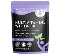 Multivita Multivitamins with Iron - 12 Essential Vitamins & Iron - Immune, Energy & Skin Support - 1-a-Day for Men & Women - 120 Tablets - 4 Month Supply - Vegetarian - Made in UK