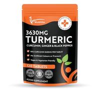 Multivita Turmeric Curcumin Plus Ginger and Black Pepper Tablets | 120 x 3,630mg High Strength Vegan Tumeric Supplement (Not Capsules or Powder) Natural Joint Aid UK Made GMP