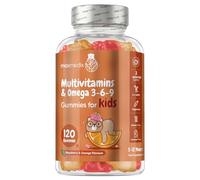 Multivitamin for Kids - 120 Gummies - 2 Months Supply - with Omega 3-6-9 - Gluten-Free Kids Vitamins - 17 Ingredients Like Vitamin D, A, C, B12, B6, E & Zinc - Natural Raspberry & Orange Flavours