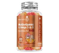 Multivitamin Gummies for Kids - 120 Gummies - 17 Essential Vitamins & Omega 3, 6 & 9 - Strawberry & Orange Flavour - For 3 to 12 Years Children