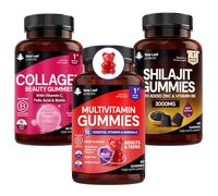 Multivitamin Gummies, Shilajit 3000mg Gummies & Type I Collagen Beauty Gummies Bundle - with Zinc, Biotin, Vitamin C & B6 - 1 Month Supply - Vegan Friendly by New Leaf